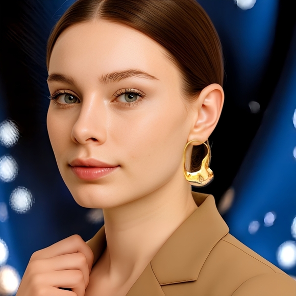 🆕️Exaggerated Modern 18K Gold Plated 304L Stainless Steel Statement Earrings - Picture 3 of 13